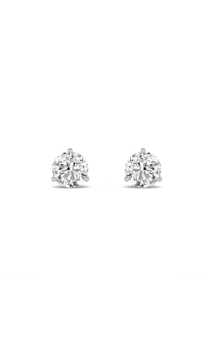 0.75Cttw Round Shaped Lab Grown Diamond (F/VS) Three Prong Martini Stud Earrings in 14K Gold