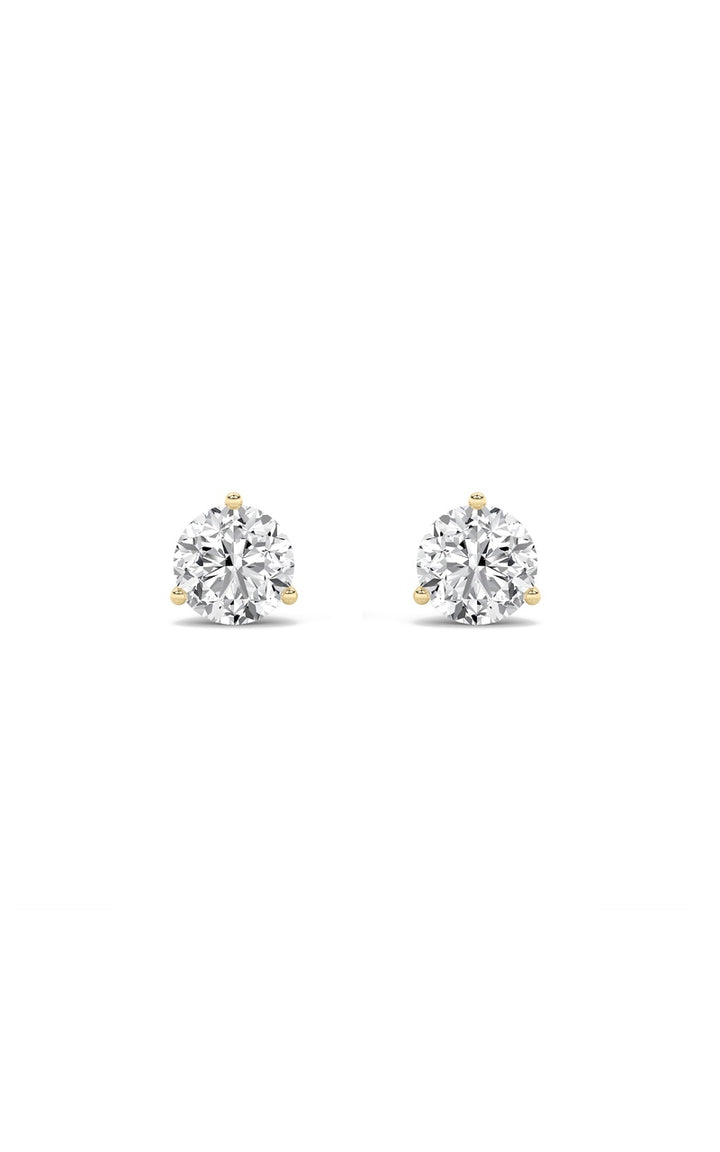 0.75Cttw Round Shaped Lab Grown Diamond (F/VS) Three Prong Martini Stud Earrings in 14K Gold