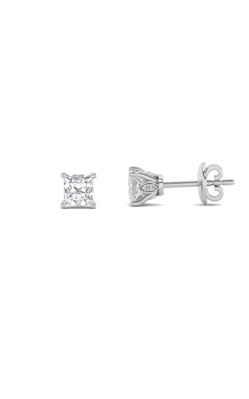 3Cttw Princess Shaped Lab Grown Diamond (F/VS) Tulip Head Stud Earrings in 14K Gold