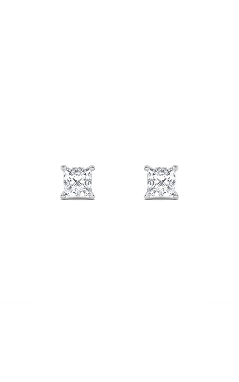 3Cttw Princess Shaped Lab Grown Diamond (F/VS) Tulip Head Stud Earrings in 14K Gold