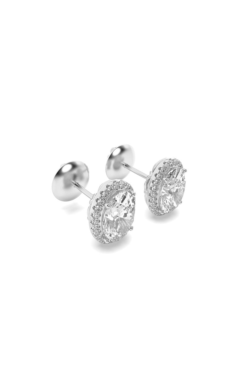 2Cttw Oval Shaped Lab Grown Diamond (F/VS) Halo Stud Earrings in 14K Gold