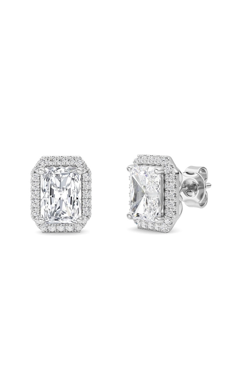 2CTW Radiant Shaped Lab Grown Diamond (F/VS) Earrings in 14K Gold