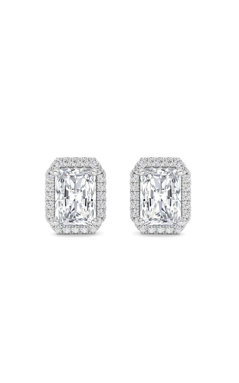 2CTW Radiant Shaped Lab Grown Diamond (F/VS) Earrings in 14K Gold