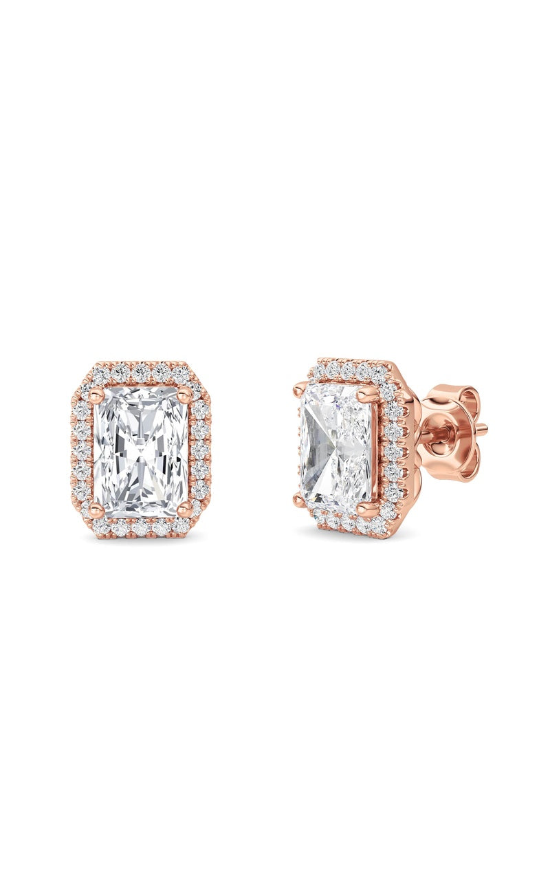 2CTW Radiant Shaped Lab Grown Diamond (F/VS) Earrings in 14K Gold