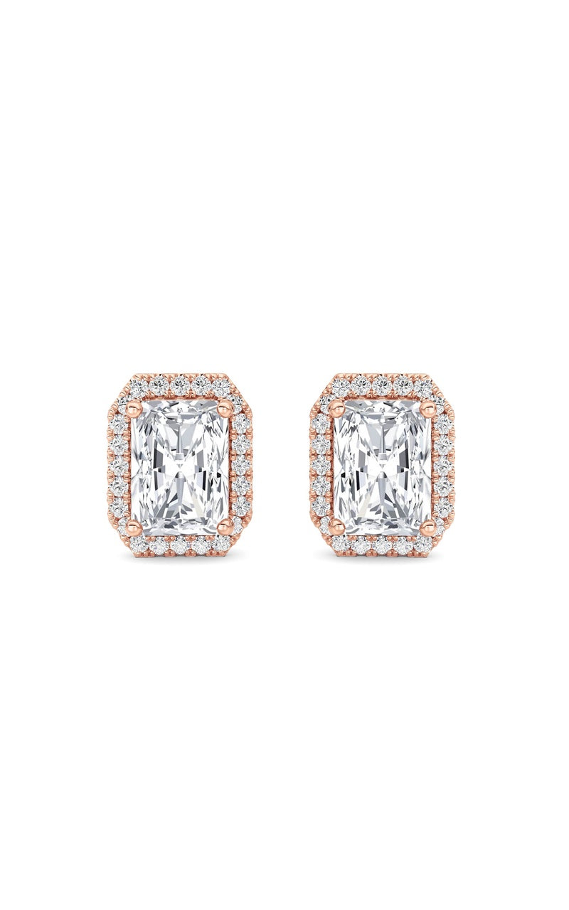 2CTW Radiant Shaped Lab Grown Diamond (F/VS) Earrings in 14K Gold