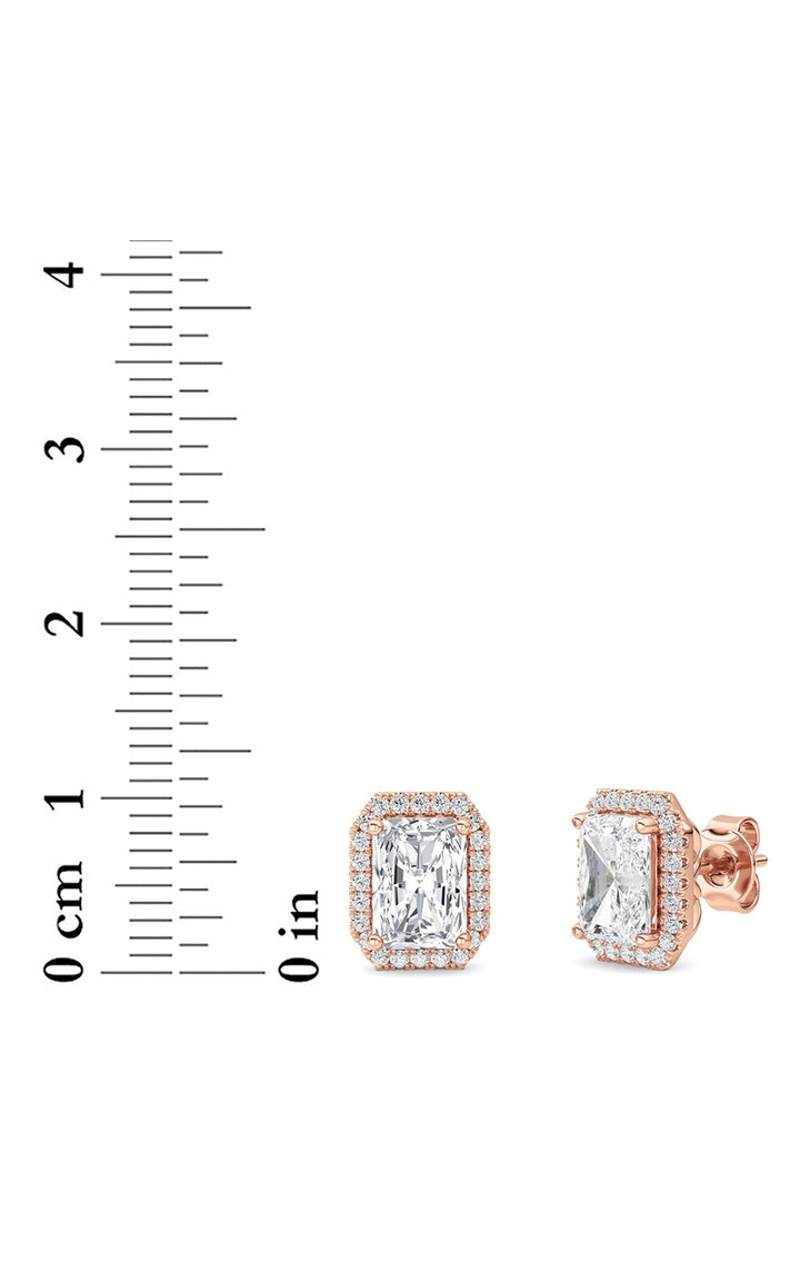2CTW Radiant Shaped Lab Grown Diamond (F/VS) Earrings in 14K Gold