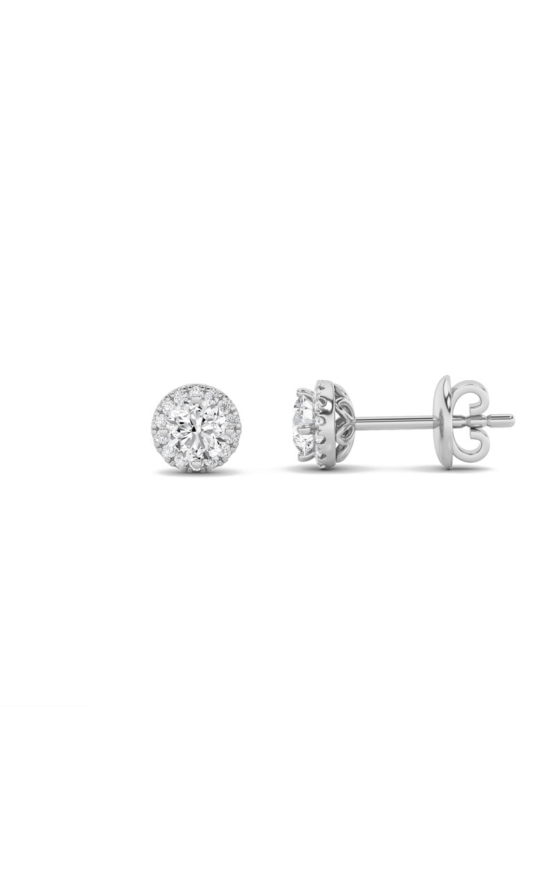 1.5Cttw Round Shaped Lab Grown Diamond (F/VS) HaloStud Earrings in 14K Gold