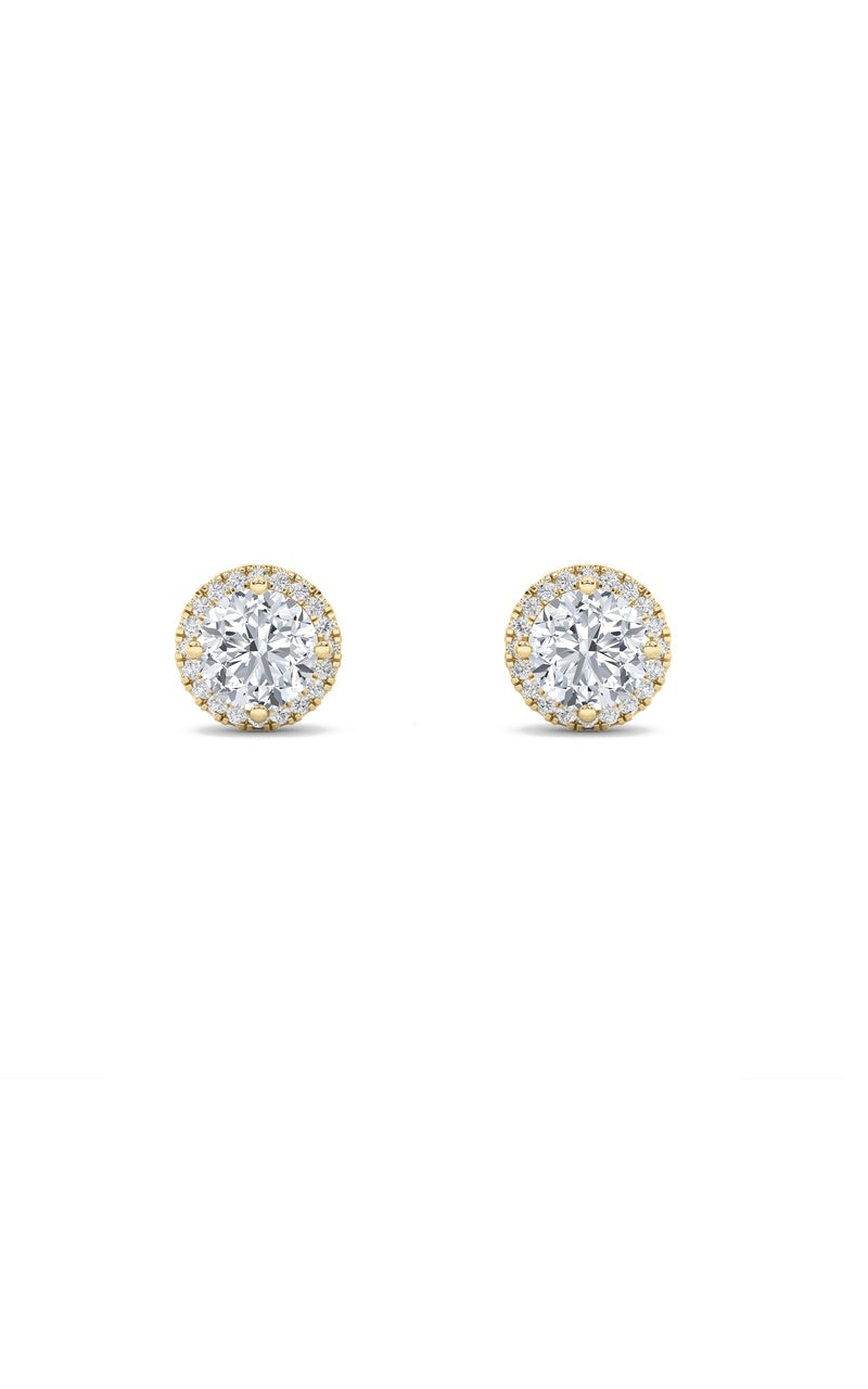 1.5Cttw Round Shaped Lab Grown Diamond (F/VS) HaloStud Earrings in 14K Gold
