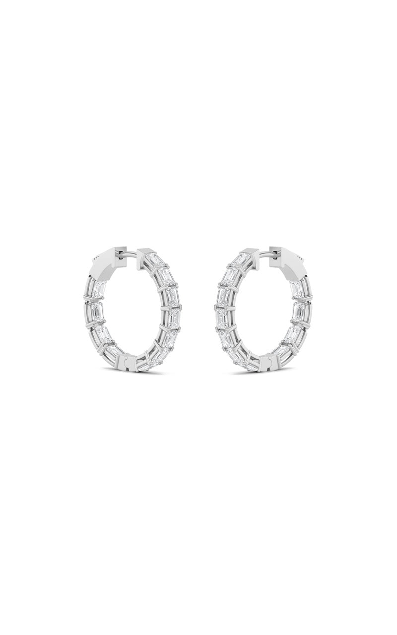 3.5Cttw Emerald Shaped Lab Grown Diamond (F/VS) Inside Out Hoop Earrings in 14K Gold