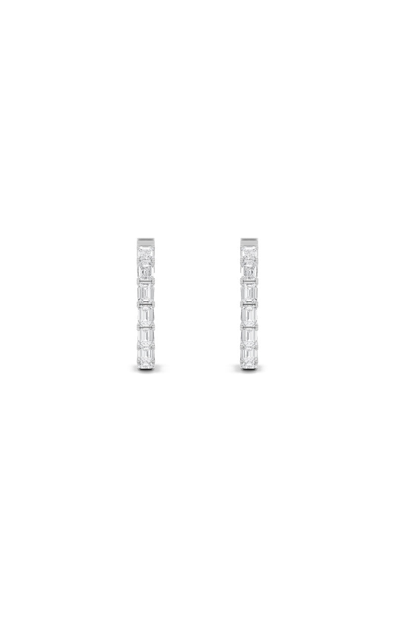 3.5CTW Emerald Shaped Lab Grown Diamond (F/VS) Inside Out Hoop Earrings in 14K Gold