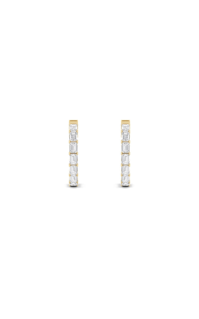 3.5CTW Emerald Shaped Lab Grown Diamond (F/VS) Inside Out Hoop Earrings in 14K Gold