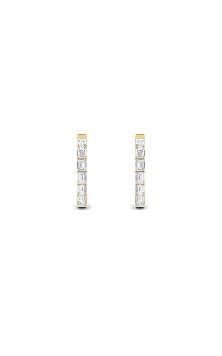 3.5CTW Emerald Shaped Lab Grown Diamond (F/VS) Inside Out Hoop Earrings in 14K Gold