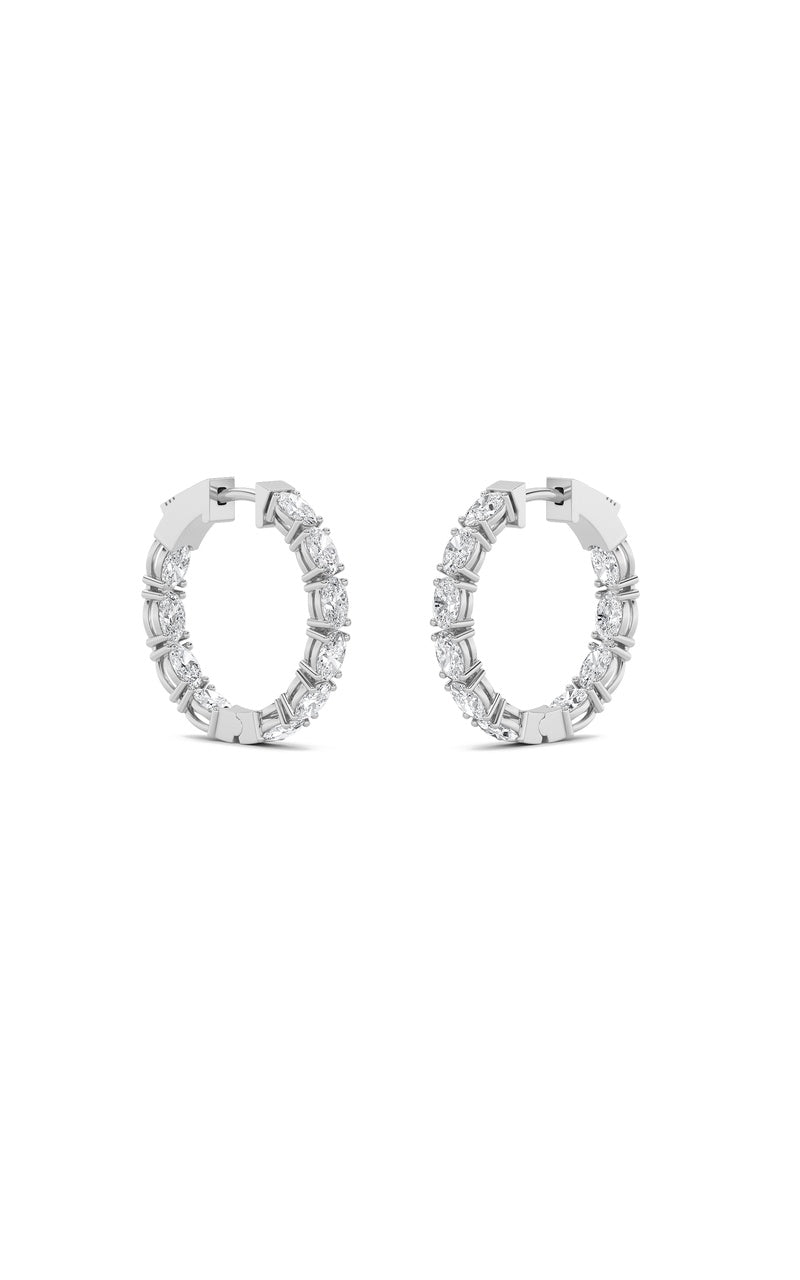 4CTW Oval Shaped Lab Grown Diamond (F/VS) Inside Out Hoop Earrings in 14K Gold