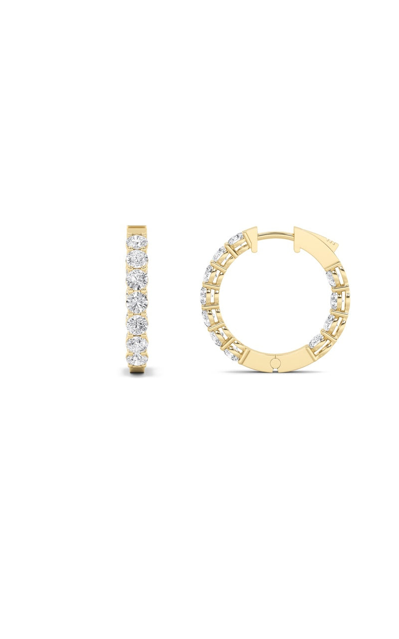 4Cttw Round Shaped Lab Grown Diamond (F/VS) InsideOut Hoop Earrings in 14K Gold