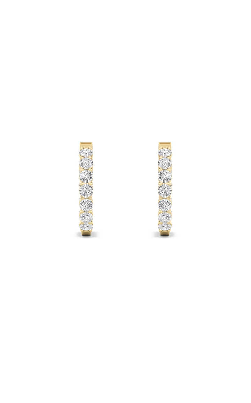 4CTW Round Shaped Lab Grown Diamond (F/VS) Inside Out Hoop Earrings in 14K Gold