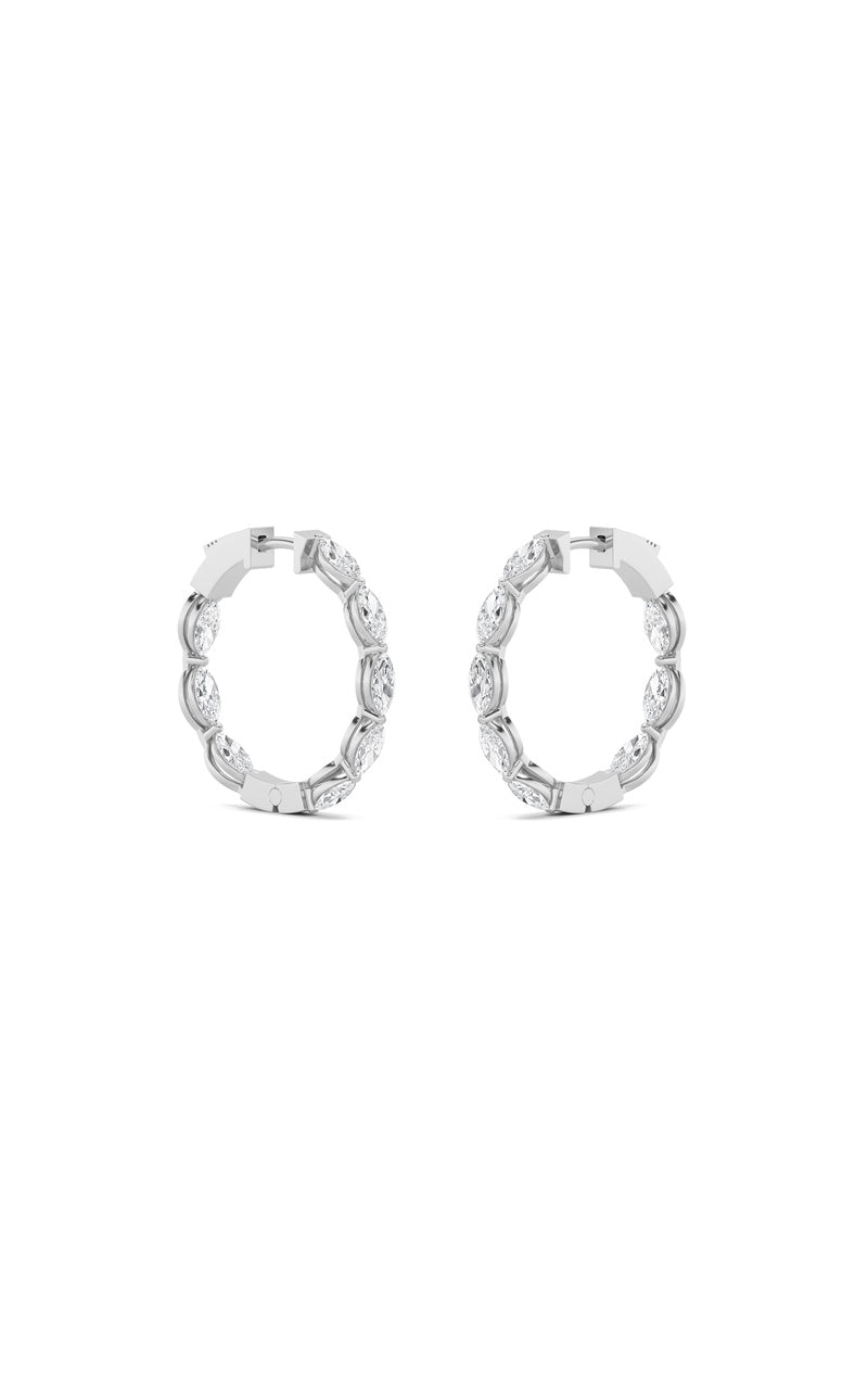 3Cttw Marquise Shaped Lab Grown Diamond (F/VS) Inside Out Hoop Earrings in 14K Gold