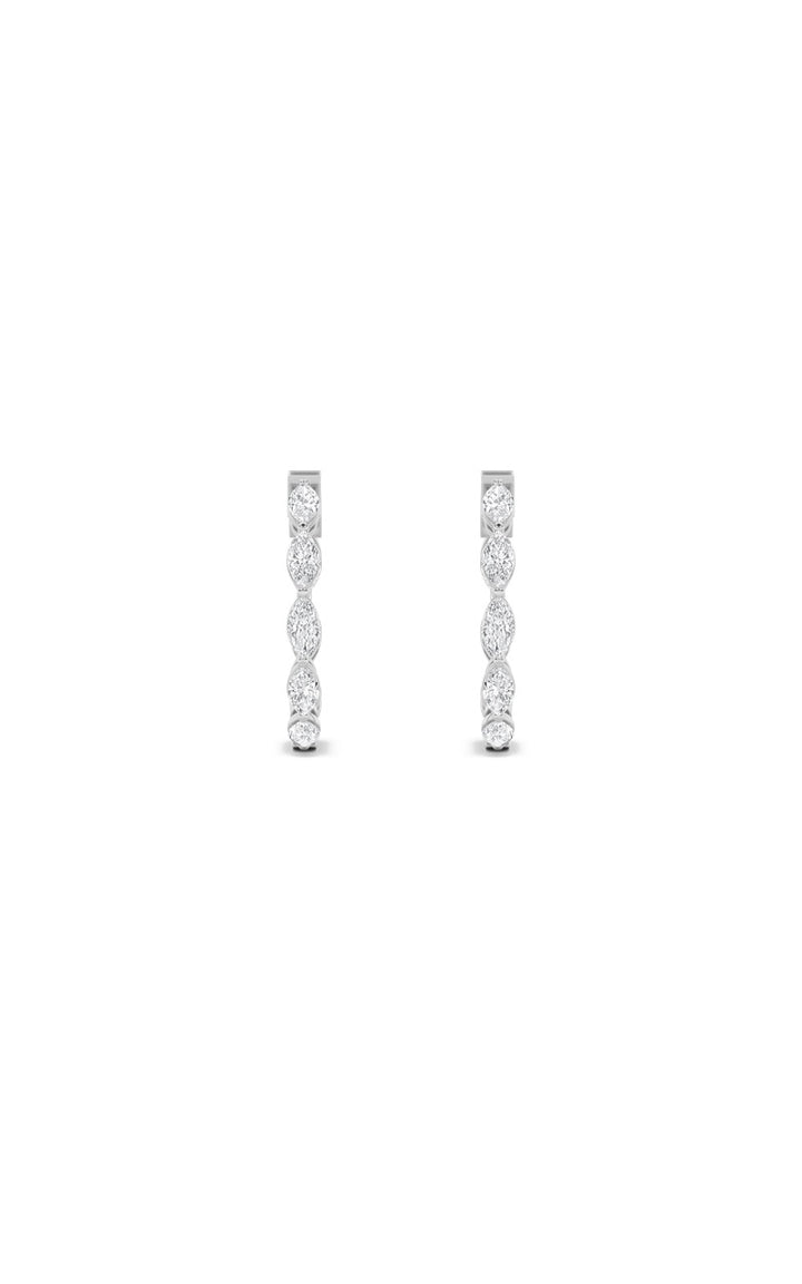 3Cttw Marquise Shaped Lab Grown Diamond (F/VS) Inside Out Hoop Earrings in 14K Gold