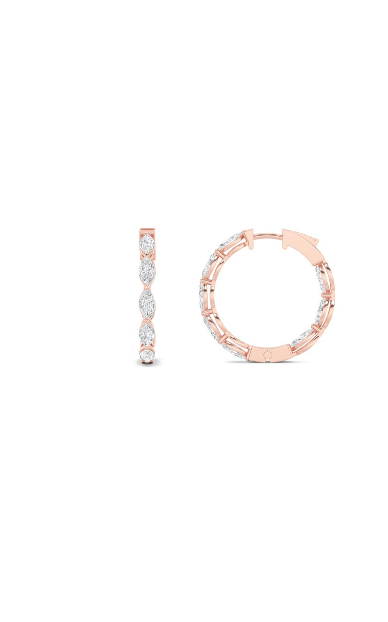 4Cttw Marquise Shaped Lab Grown Diamond (F/VS) Inside Out Hoop Earrings in 14K Gold