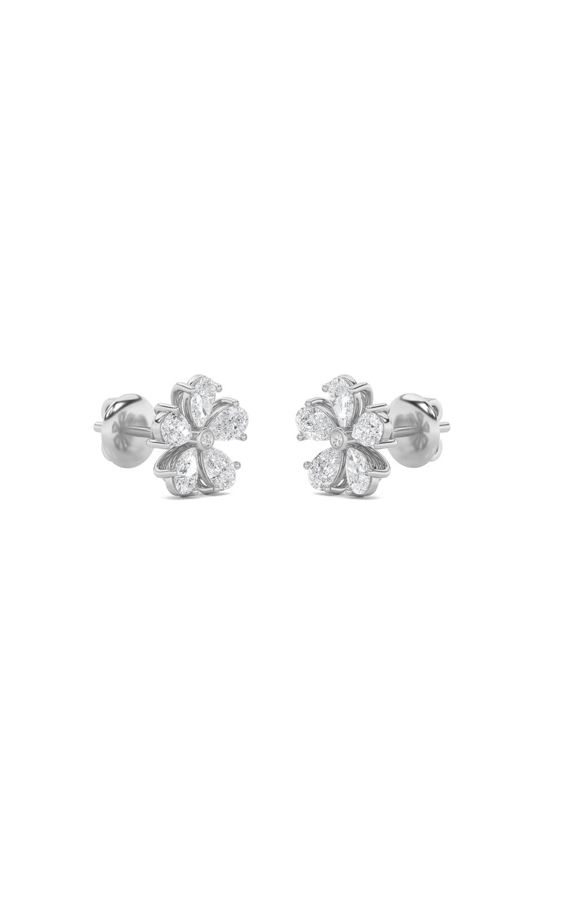 1.5CTW Pear Shaped Lab Grown Diamond (F/VS) Floral Earrings in 14K Gold