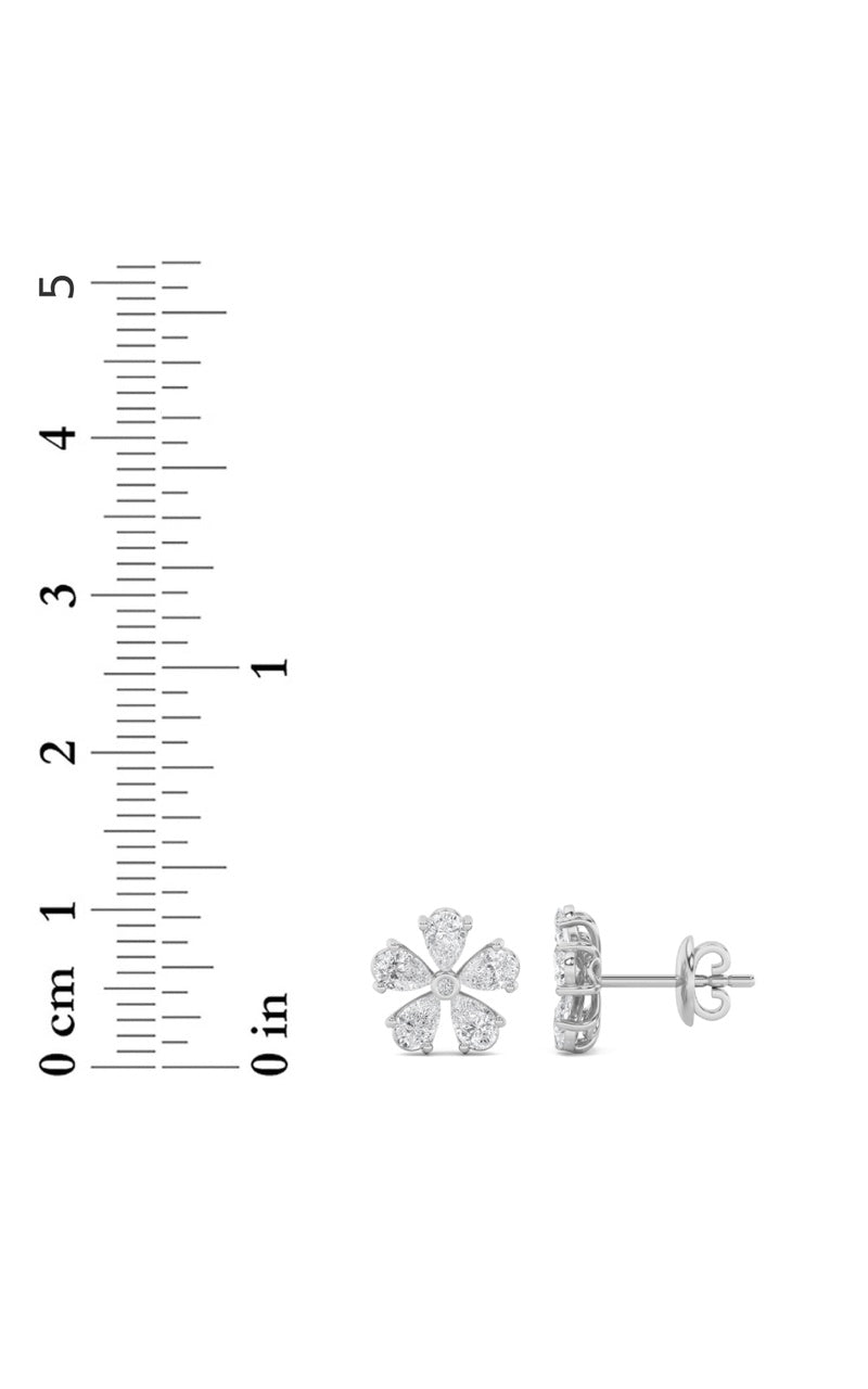 1.5CTW Pear Shaped Lab Grown Diamond (F/VS) Floral Earrings in 14K Gold