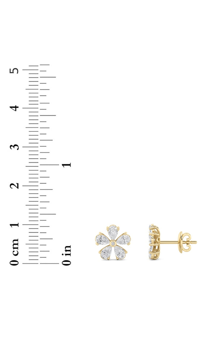 1.5Cttw Pear Shaped Lab Grown Diamond (F/VS) Floral Earrings in 14K Gold