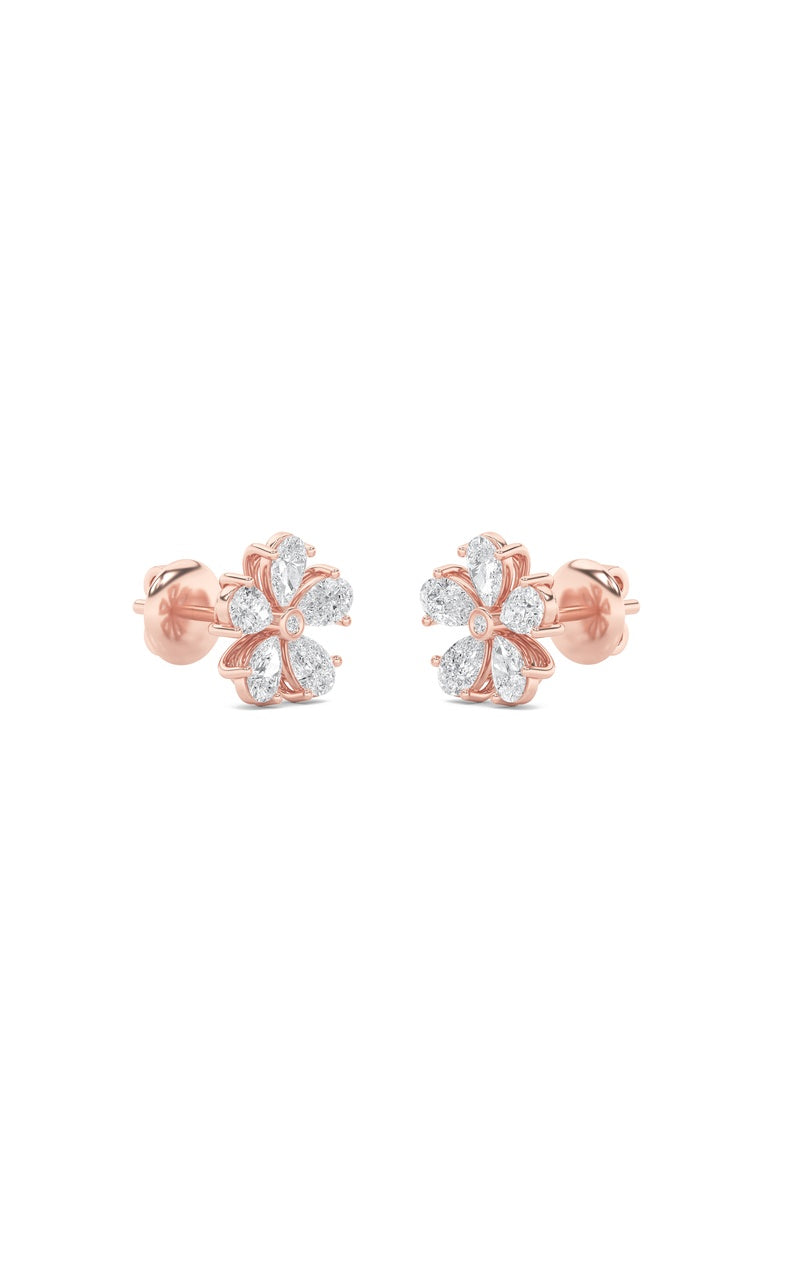2.5Cttw Pear Shaped Lab Grown Diamond (F/VS) Floral Earrings in 14K Gold