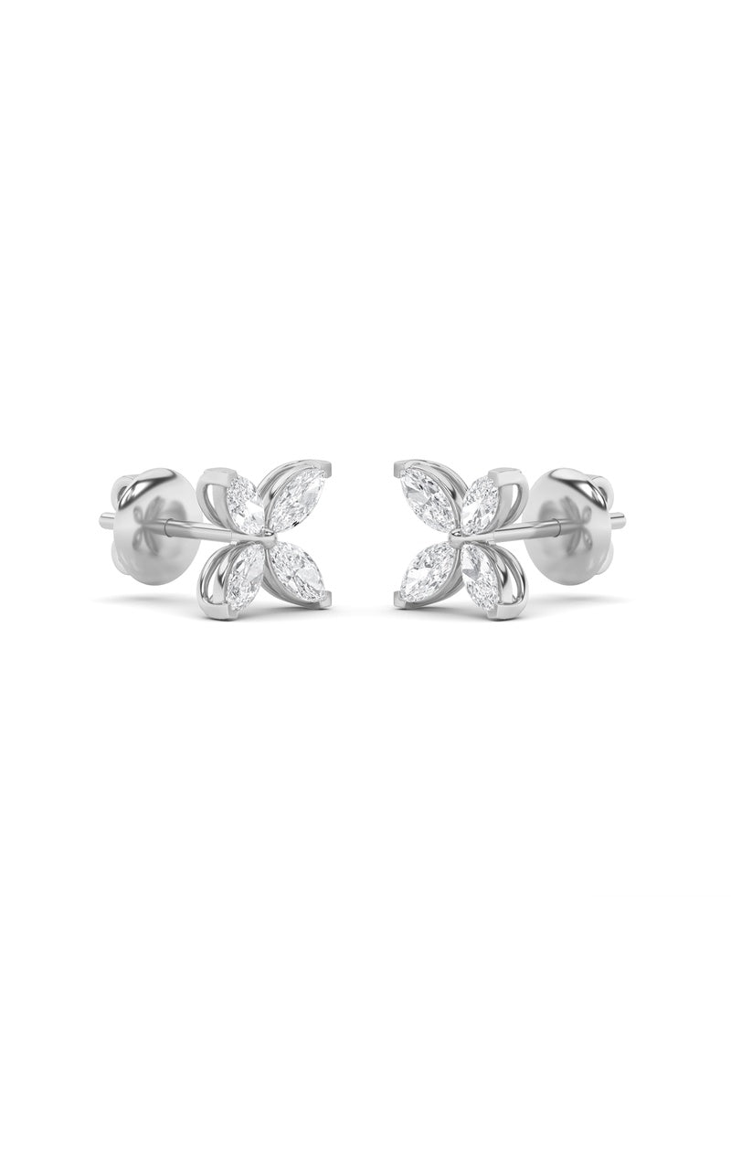 1.5Cttw Marquise Shaped Lab Grown Diamond (G/VS) Flower Earrings in 14K Gold