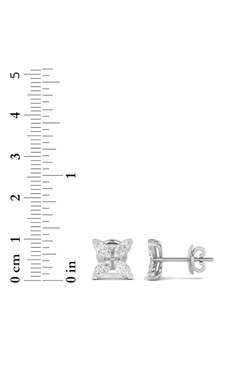 1.5Cttw Marquise Shaped Lab Grown Diamond (G/VS) Flower Earrings in 14K Gold