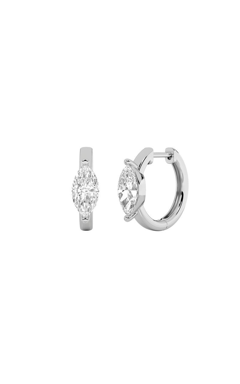 3.5CTW Marquise Shaped Lab Grown Diamond (F/VS) Solitaire Huggie Earrings in 14K Gold