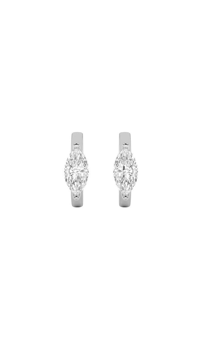 3.5Cttw Marquise Shaped Lab Grown Diamond (F/VS) Solitaire Huggie Earrings in 14K Gold