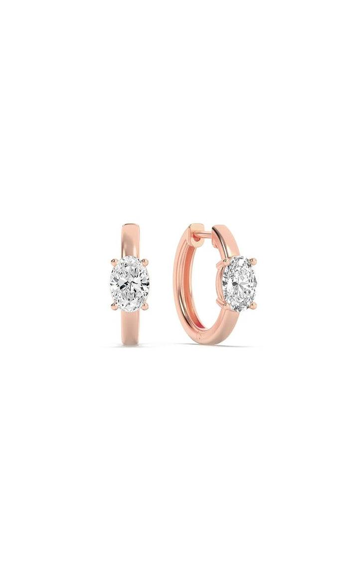 1.5CTW Oval Shaped Lab Grown Diamond (F/VS) Solitaire Huggie Earrings in 14K Gold