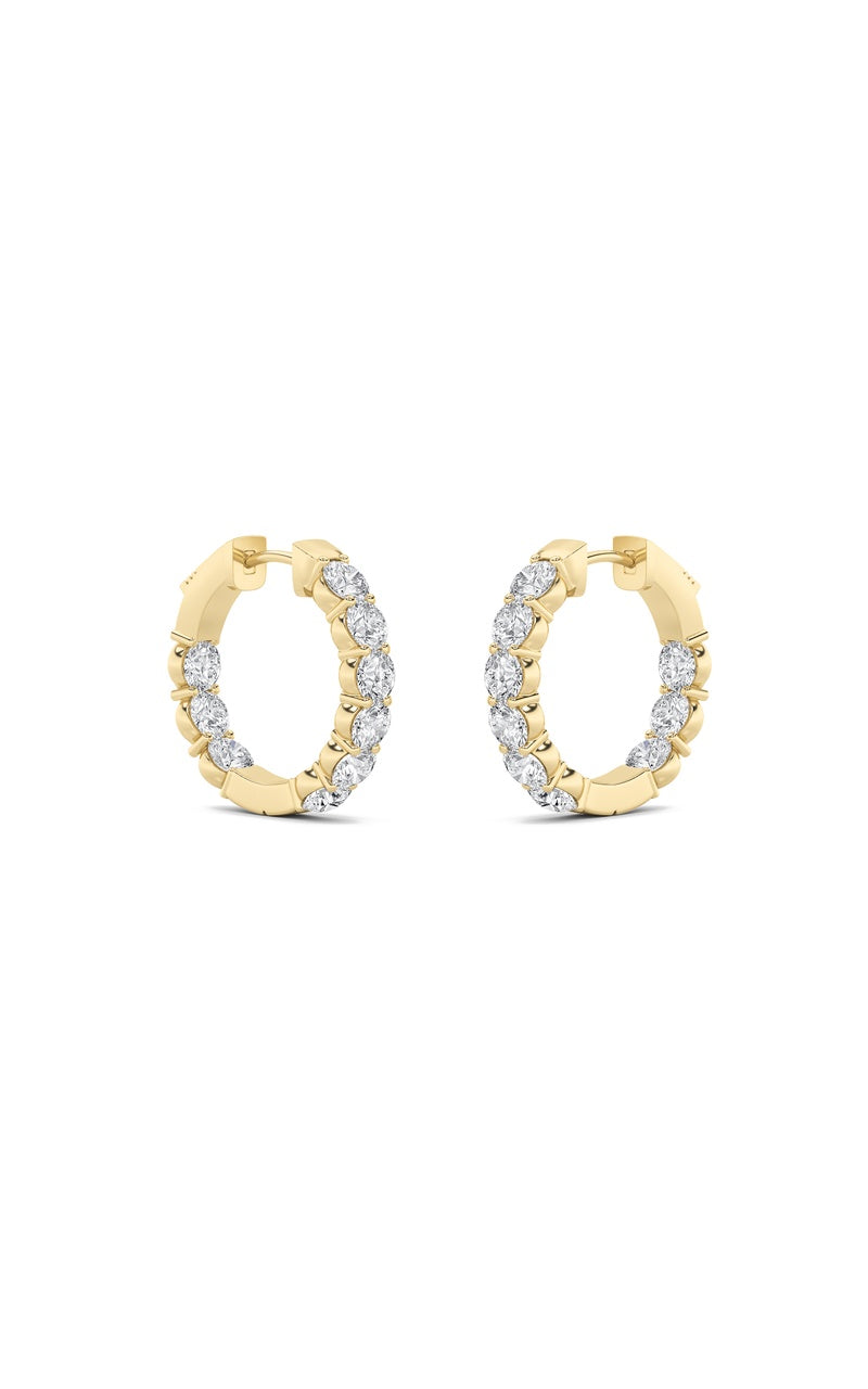 3CTW Round Shaped Lab Grown Diamond (F/VS) Inside out Hoop Earrings in 14K Gold