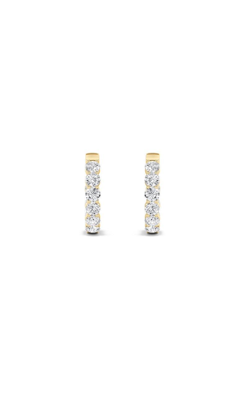 3CTW Round Shaped Lab Grown Diamond (F/VS) Inside out Hoop Earrings in 14K Gold