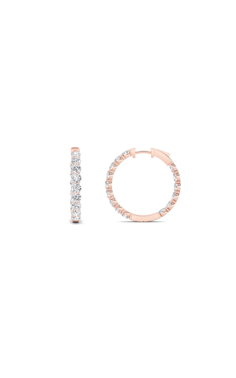 5Cttw Round Shaped Lab Grown Diamond (F/VS) Insideout Hoop Earrings in 14K Gold
