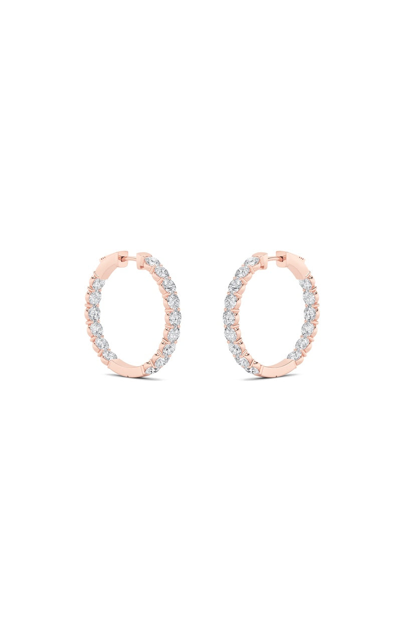 5Cttw Round Shaped Lab Grown Diamond (F/VS) Insideout Hoop Earrings in 14K Gold