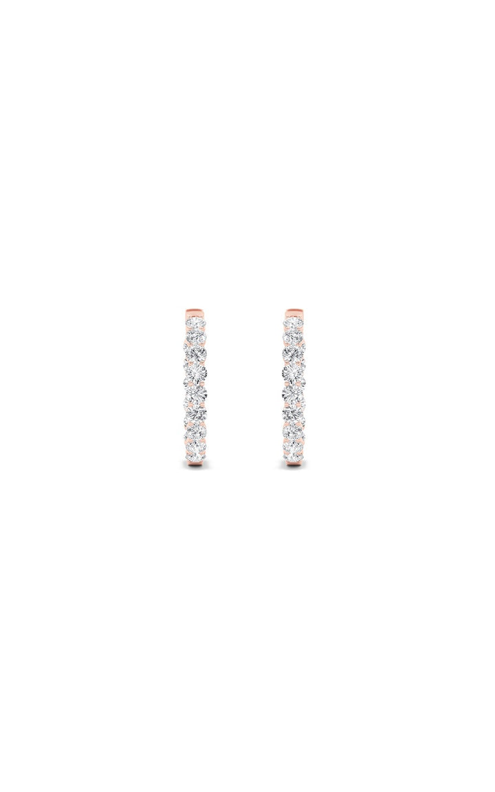 5Cttw Round Shaped Lab Grown Diamond (F/VS) Insideout Hoop Earrings in 14K Gold