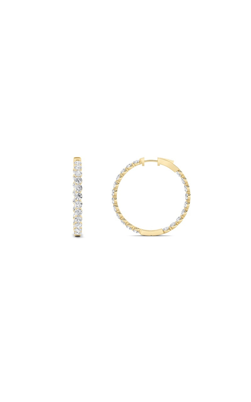 7Cttw Round Shaped Lab Grown Diamond (F/VS) Insideout Hoop Earrings in 14K Gold