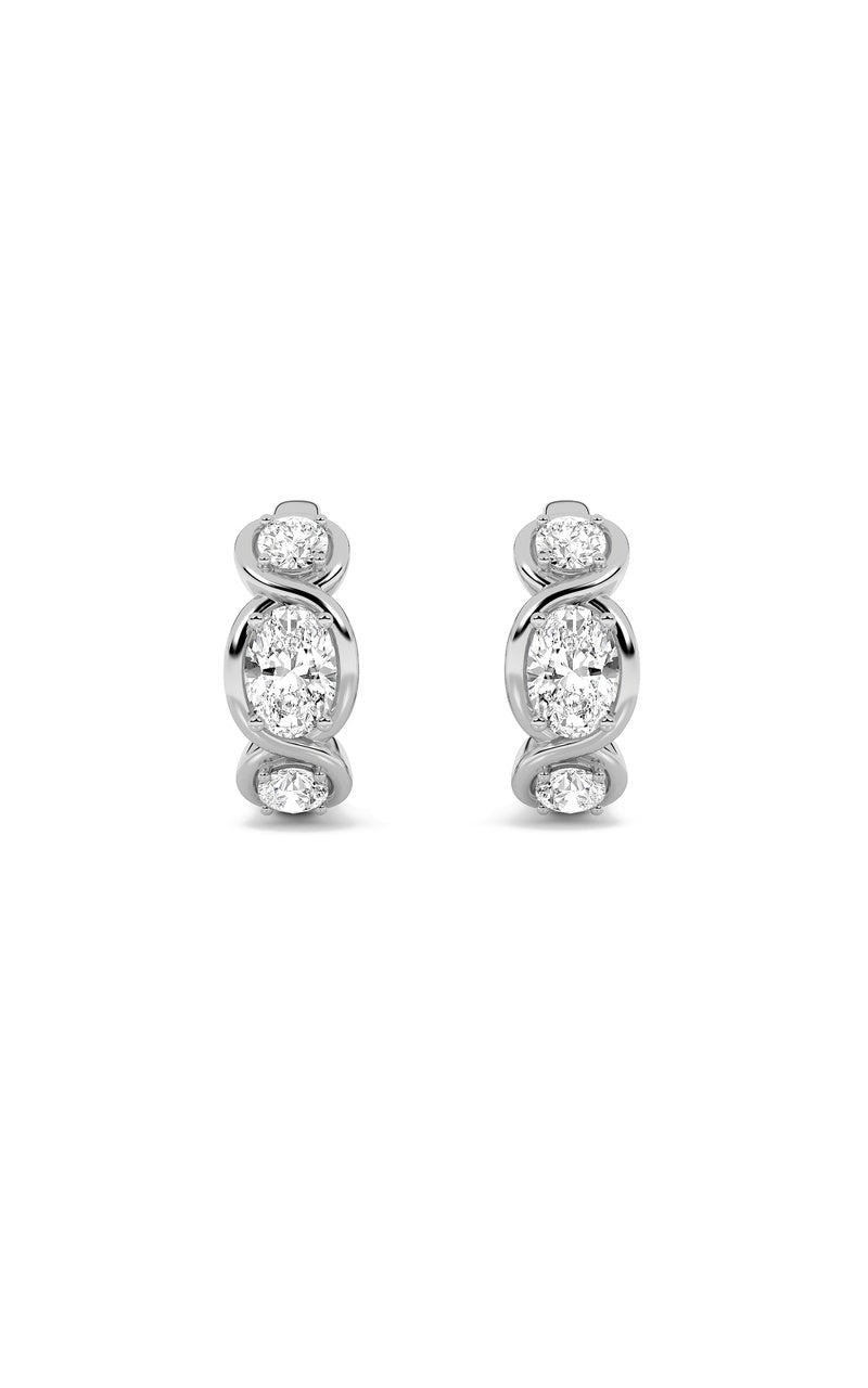 2.5Cttw Oval Shaped Lab Grown Diamond (F/VS) ThreeStone Huggie Earrings in 14K Gold