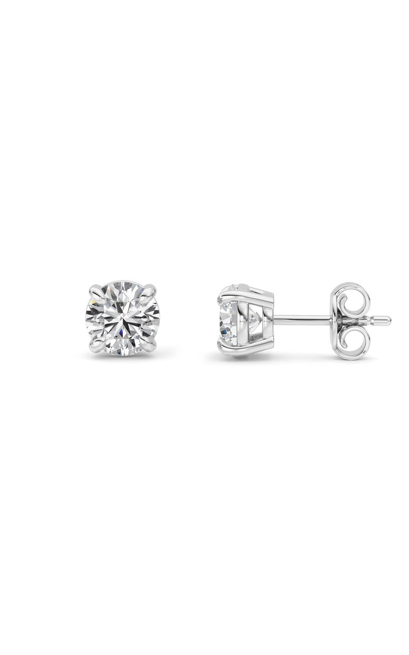 1Cttw Round Shaped Lab Grown Diamond (F/VS) Classic Basket Set Stud Earrings in 14K Gold
