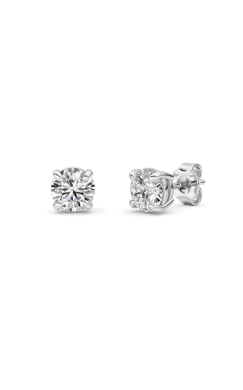1Cttw Round Shaped Lab Grown Diamond (F/VS) Classic Basket Set Stud Earrings in 14K Gold