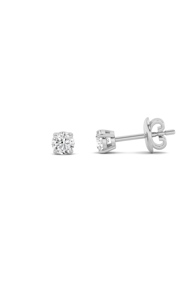 2CTW Round Shaped Lab Grown Diamond (F/VS) Classic Basket Set Stud Earrings in 14K Gold