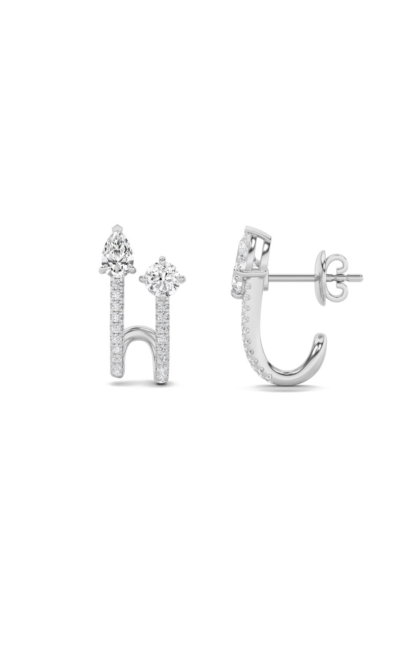 2.5CTW Round Shaped Lab Grown Diamond (F/VS) Toi et Moi Accented Earrings in 14K Gold