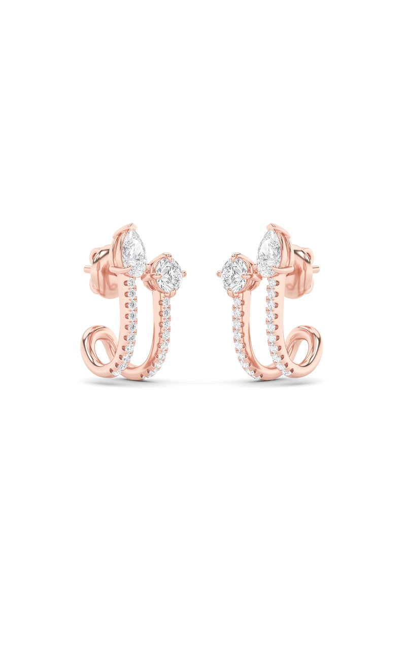 2.5Cttw Round Shaped Lab Grown Diamond (F/VS) Toiet Moi Accented Earrings in 14K Gold