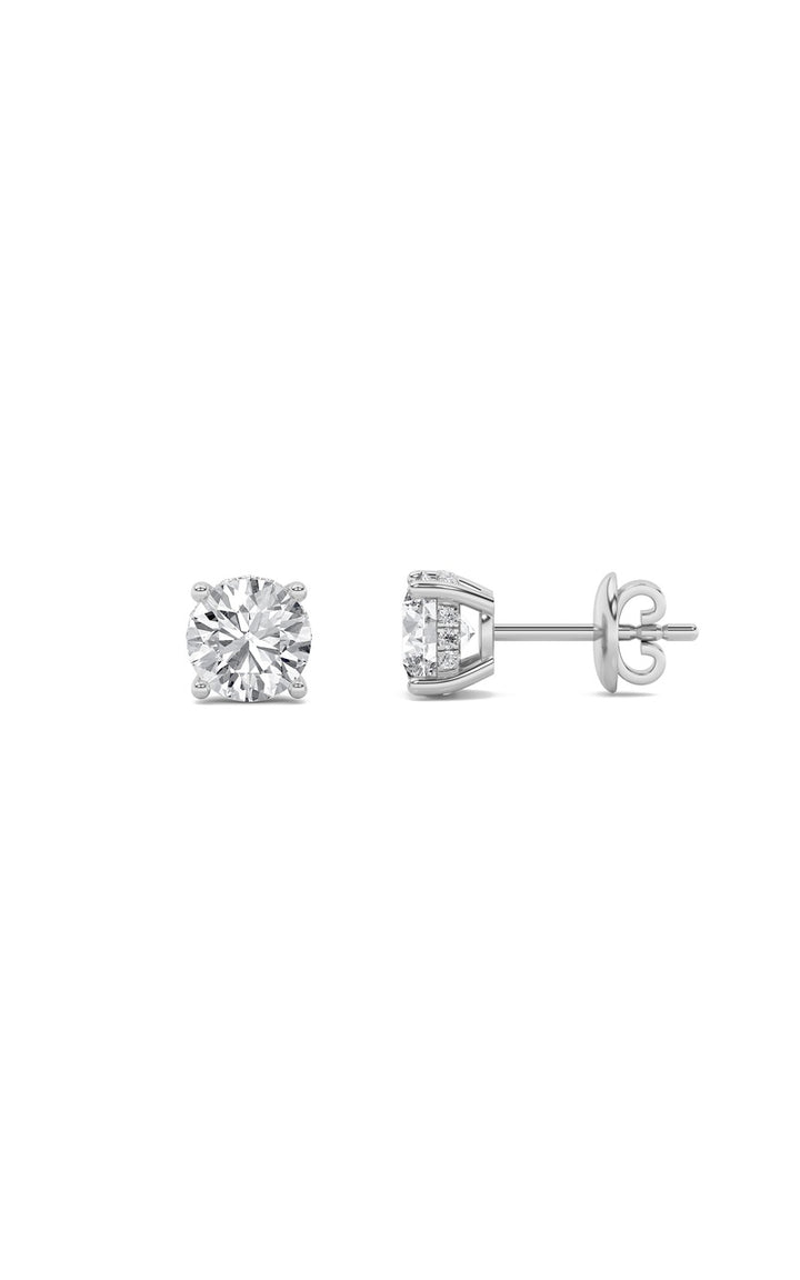 1CTW Round Shaped Lab Grown Diamond (F/VS) Hidden Halo Stud Earrings in 14K Gold