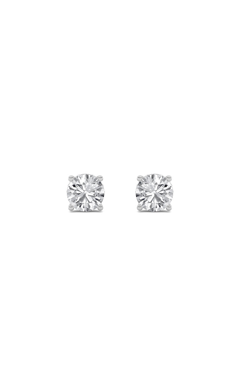 1CTW Round Shaped Lab Grown Diamond (F/VS) Hidden Halo Stud Earrings in 14K Gold
