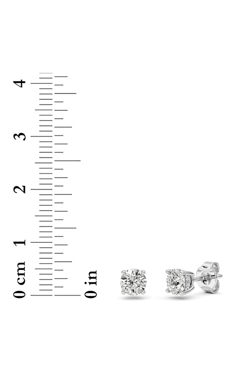 1CTW Round Shaped Lab Grown Diamond (F/VS) Hidden Halo Stud Earrings in 14K Gold
