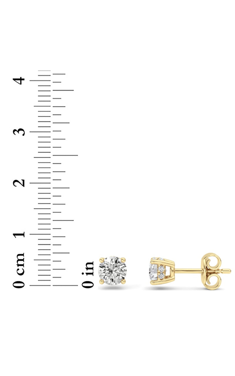 1.5Cttw Round Shaped Lab Grown Diamond (F/VS) Hidden Halo Stud Earrings in 14K Gold