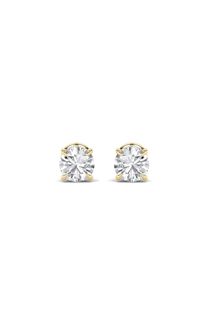 1Cttw Round Shaped Lab Grown Diamond (F/VS) HiddenHalo Stud Earrings in 14K Gold