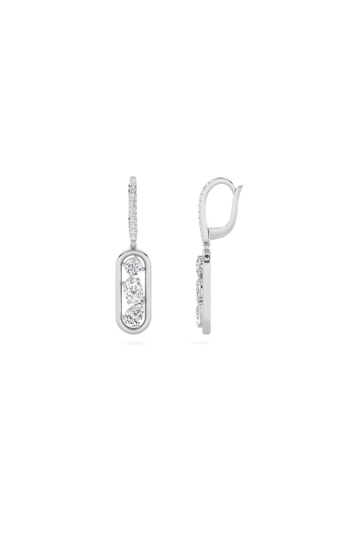1.5Cttw Mixed Shaped Lab Grown Diamond (F/VS) Paperclip Dangle Earrings in 14K Gold