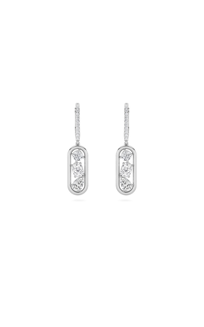 1.5Cttw Mixed Shaped Lab Grown Diamond (F/VS) Paperclip Dangle Earrings in 14K Gold